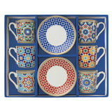 Bögre Porcelán eszpresszó kávés csésze aljjal 6 személyes szett Marrakech