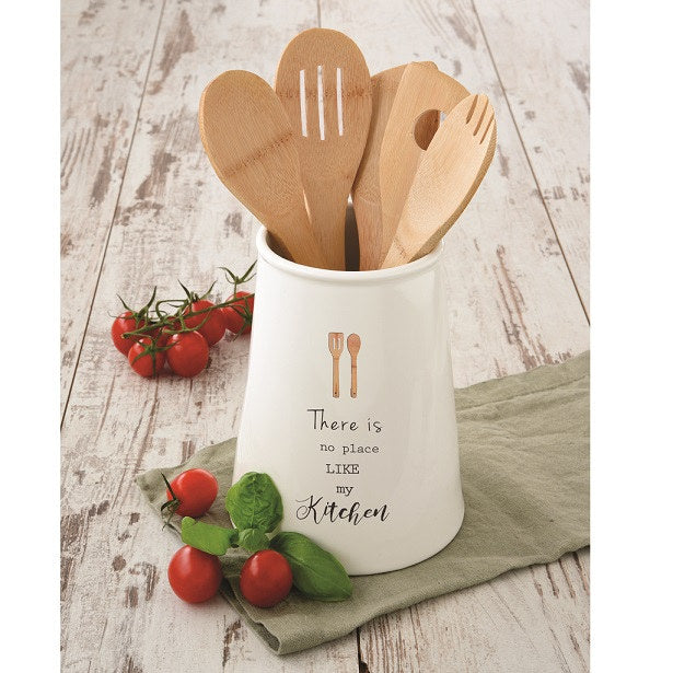 Porcelán fakanáltartó 5 db bambusz konyhai eszközzel KITCHEN Elements