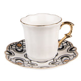 Bögre, csésze Porcelán fekete-fehér-arany eszpresszó kávés csésze aljjal 95 ml 6CEKS0007