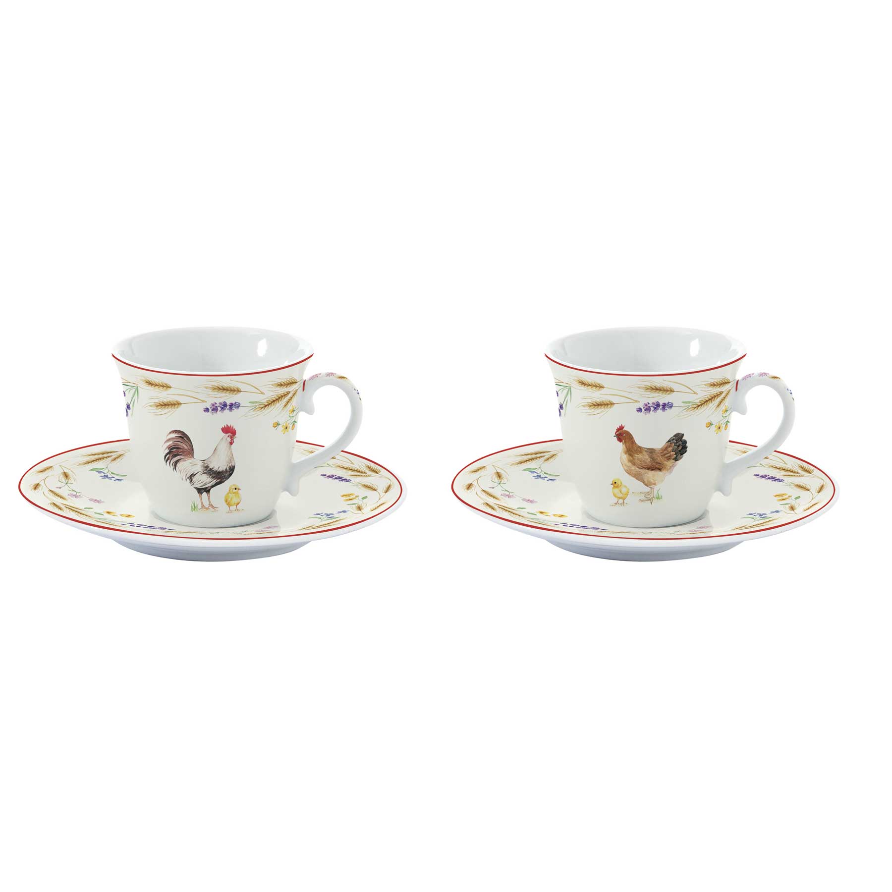 Csésze Porcelán kakasos farmhouse eszpresszó kávés csésze 2 db szett Country Life