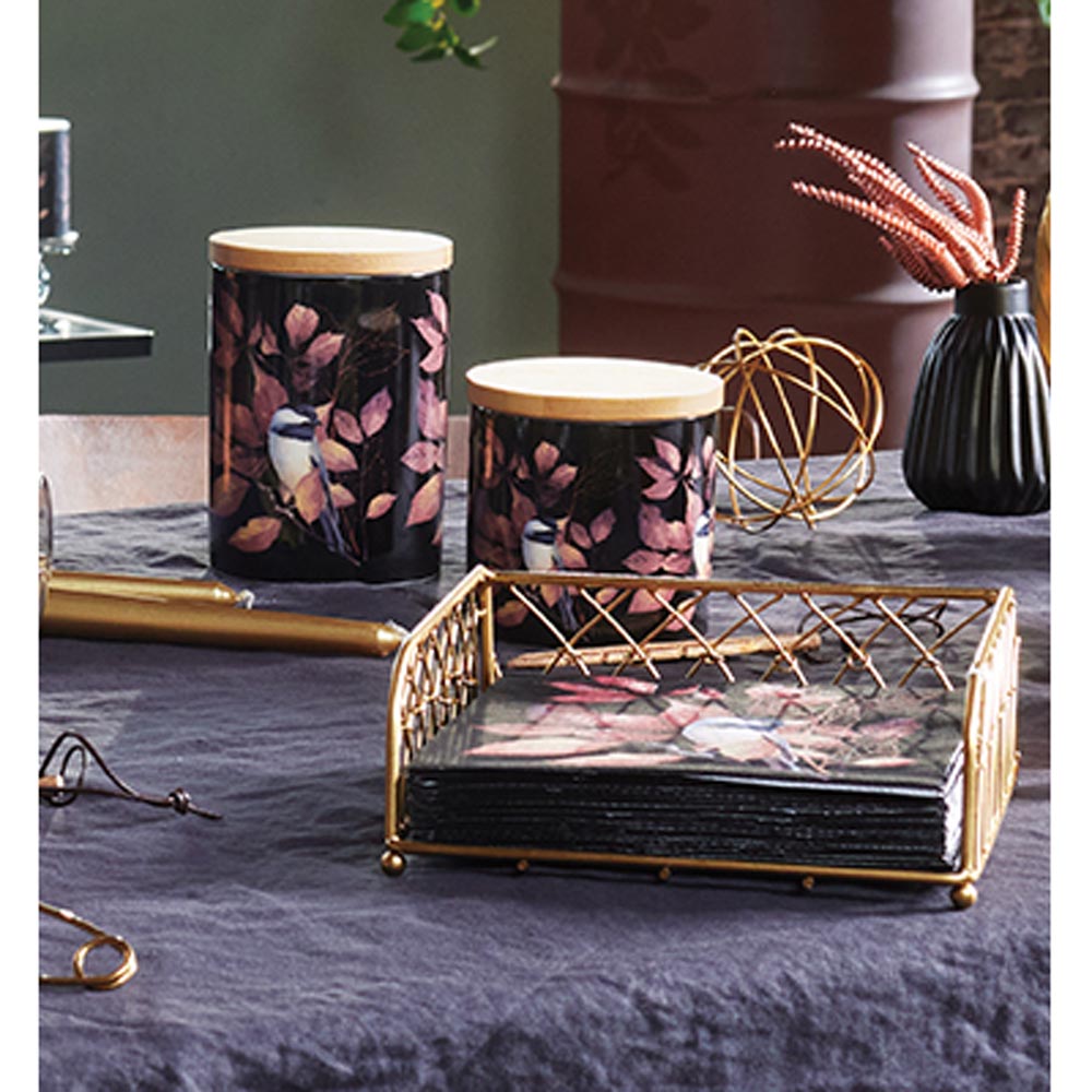 Konyhai tároló Porcelán konyhai tároló edénybambusz tetővel szilikon zárógyűrűvel Cinege Lovely chickadee kicsi