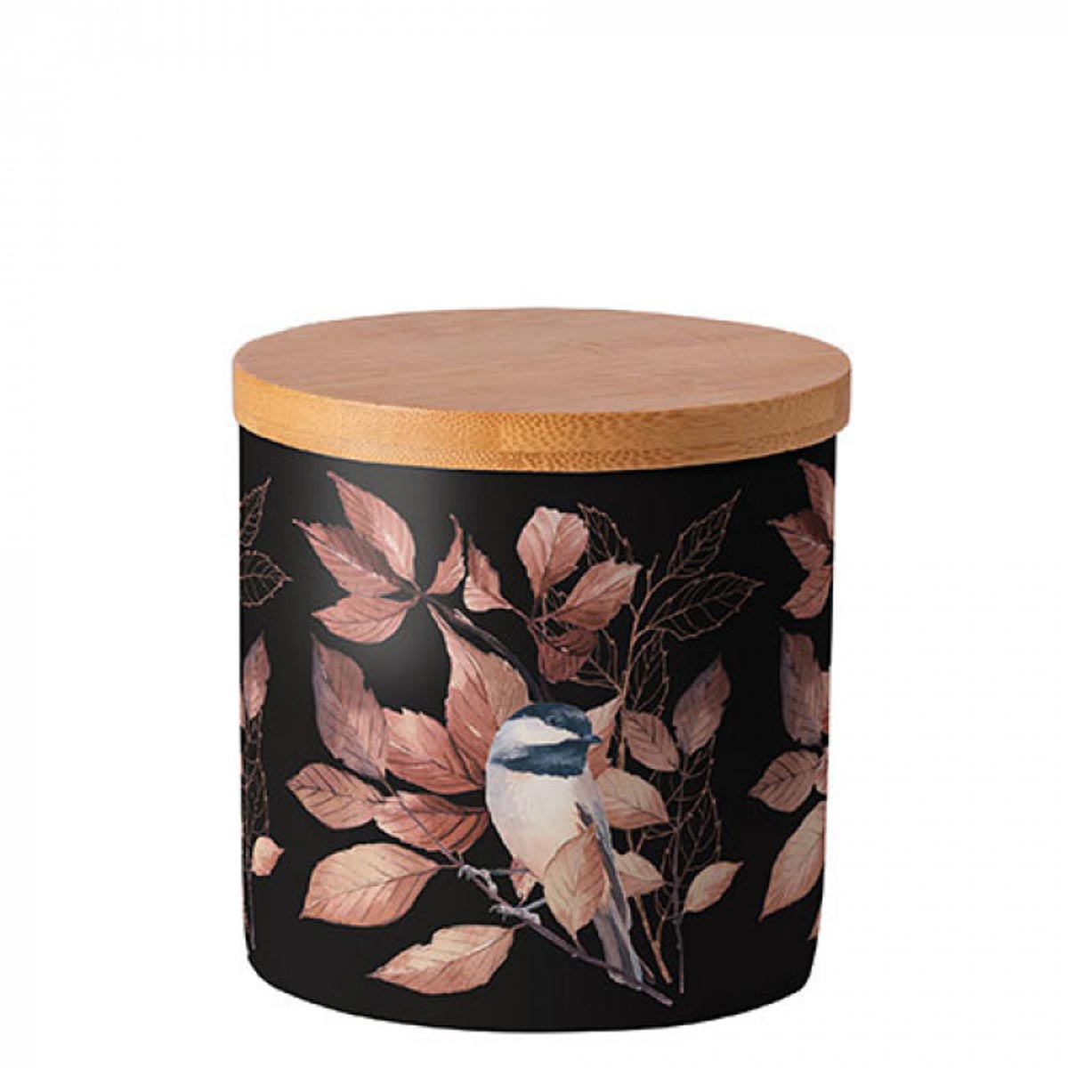 Konyhai tároló Porcelán konyhai tároló edénybambusz tetővel szilikon zárógyűrűvel Cinege Lovely chickadee kicsi