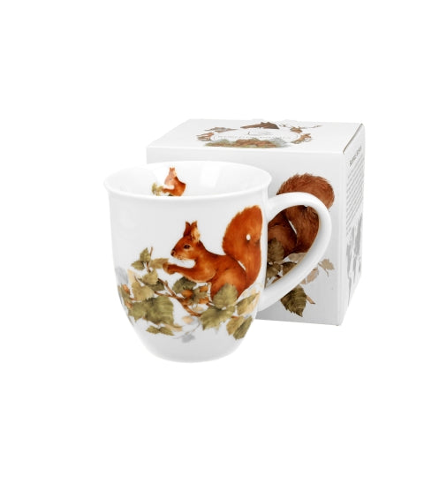 Porcelán mókus mintás bögre 400 ml díszdobozban