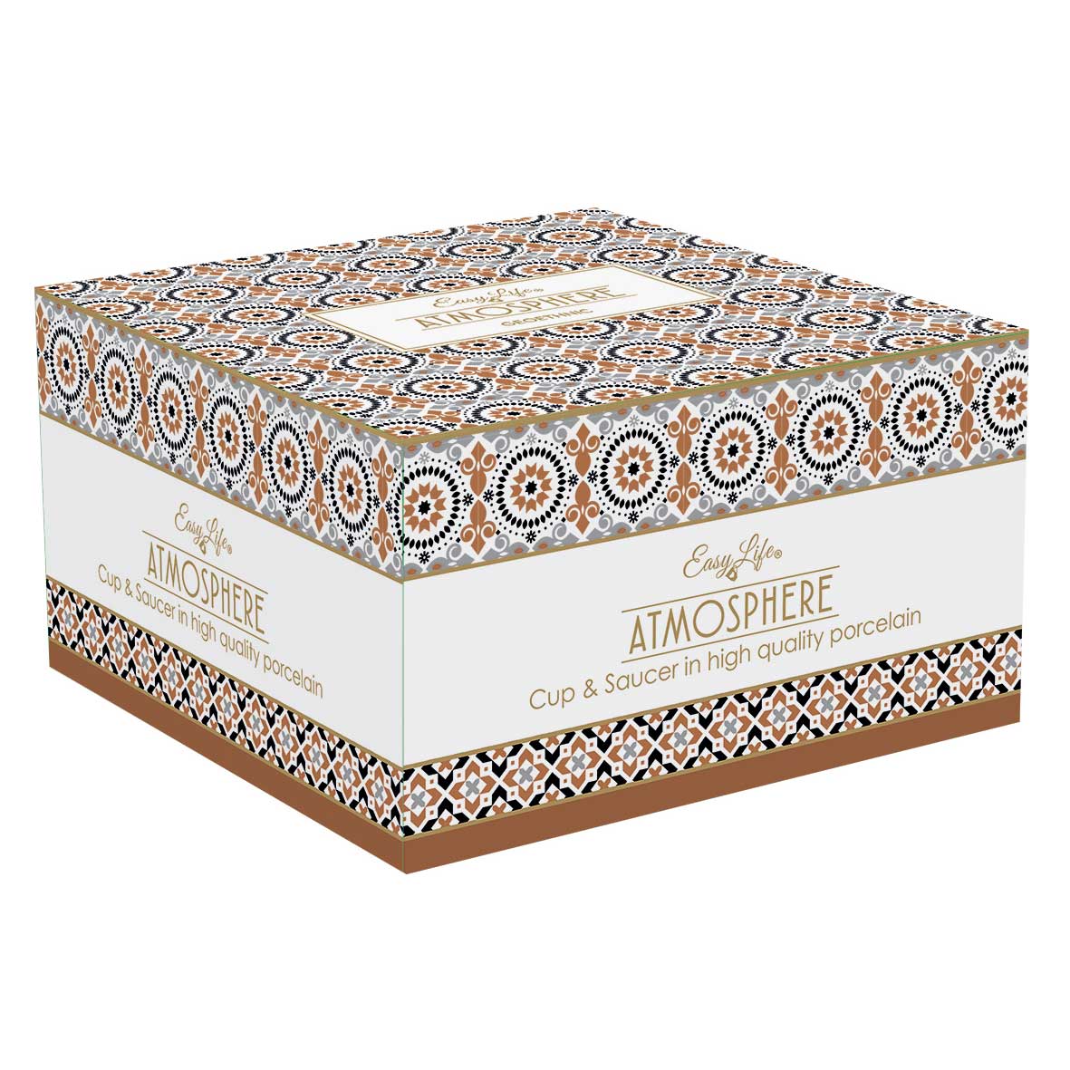 Bögre, csésze Porcelán nagy reggeliző csésze aljjal 400 ml Geoethnic