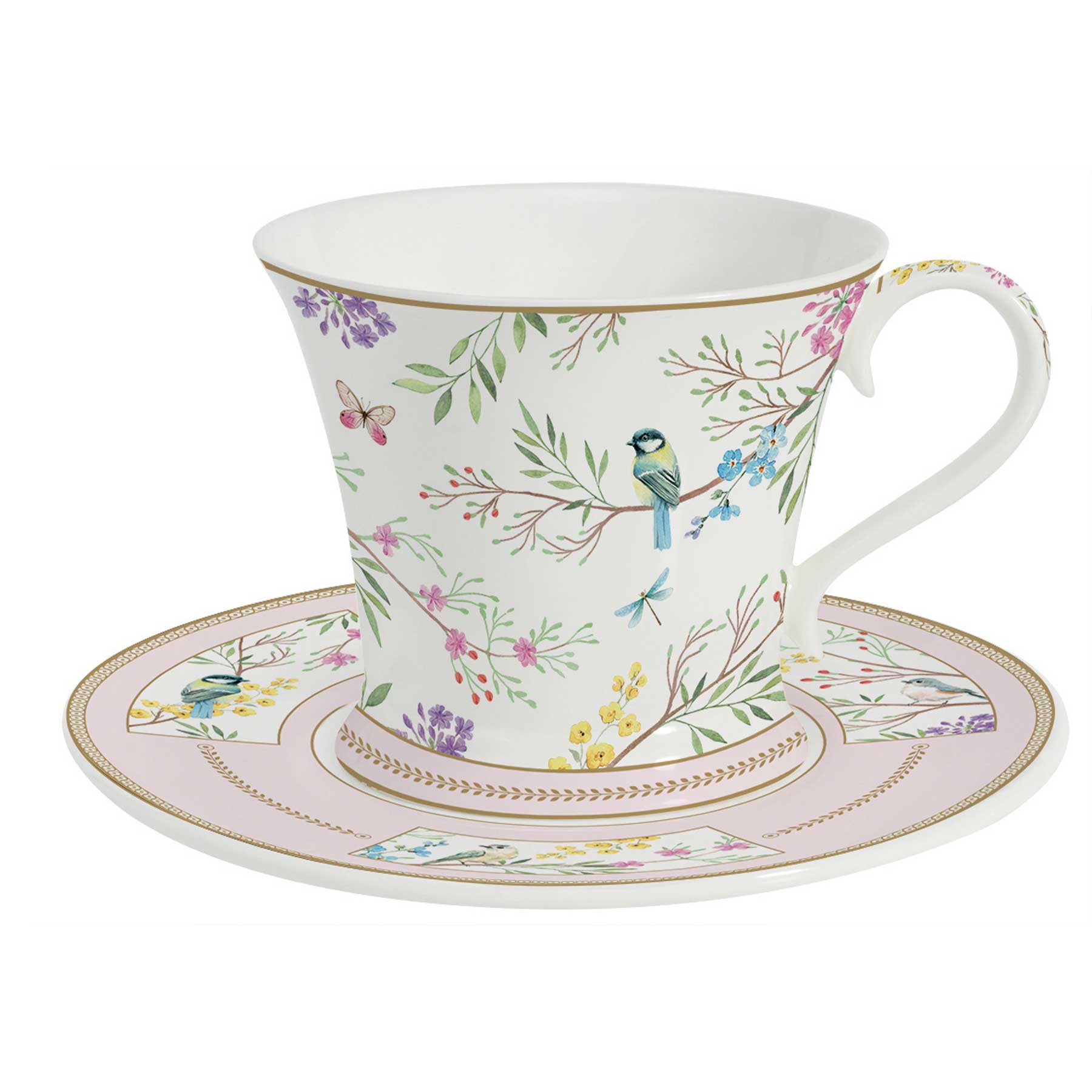 Bögre, csésze Porcelán nagy reggeliző csésze diszdobozban 350 ml Birds Melody