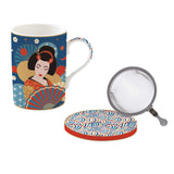 Bögre, csésze Porcelán szűrős bögre tetővel Tokyo Coffee Mania