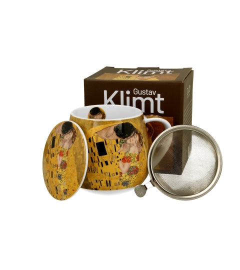 Porcelán szűrős teás bögre 430 ml díszdobozban Gustav Klimt A Csók
