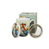 Bögre, csésze Porcelán teás bögre szűrővel díszdobozban Kutya robogón