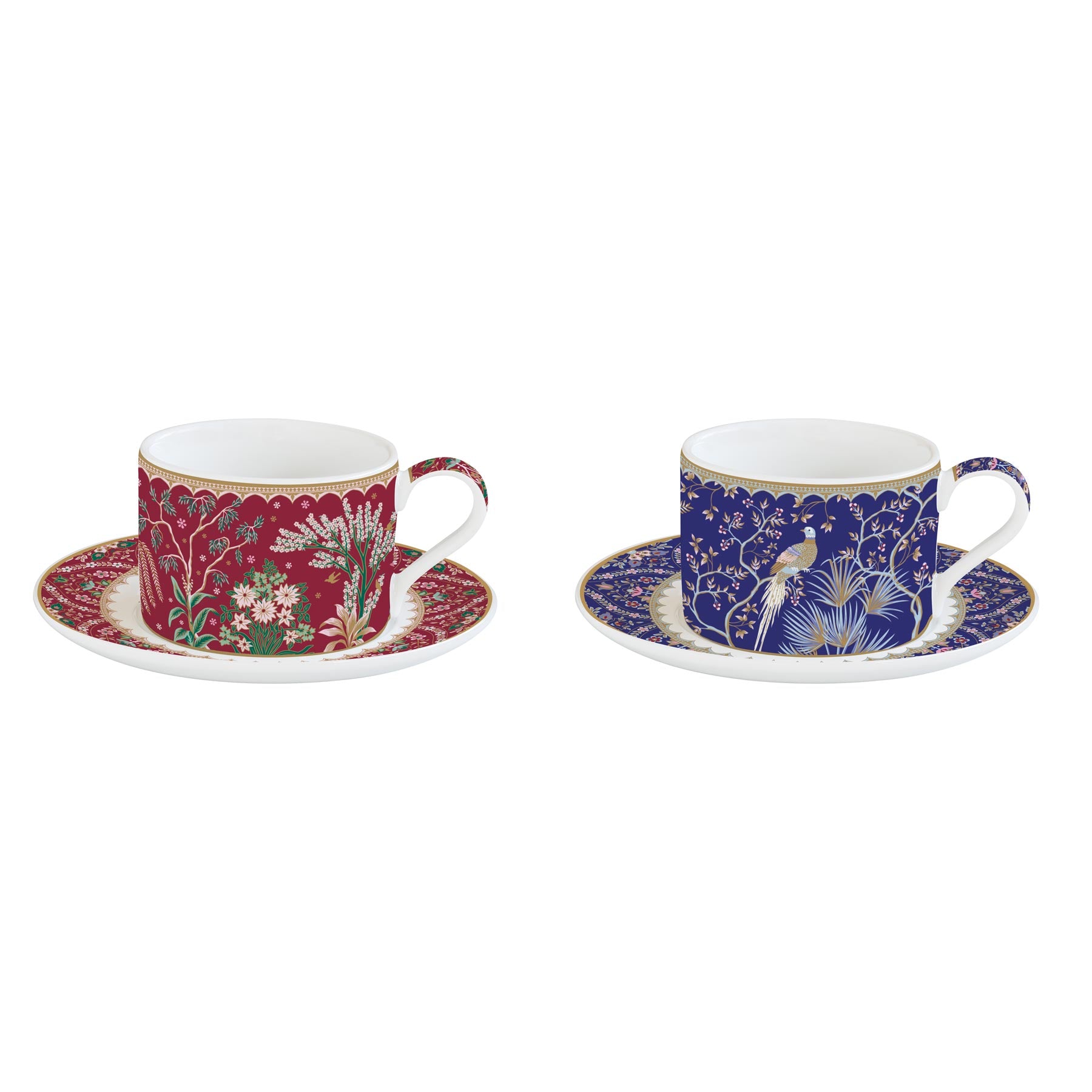 Bögre, csésze Porcelán teáscsésze aljjal két személyes díszdobozban Eclectic Chic