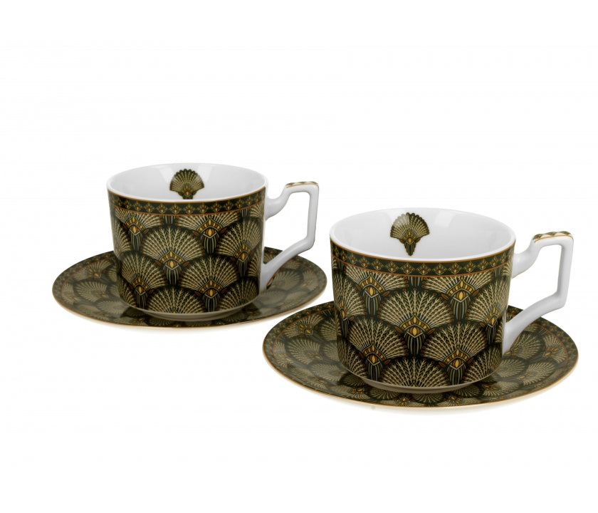 Bögre, csésze Porcelán teáscsésze aljjal két személyes Verdigo