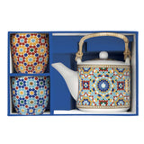 Teáskanna Porcelán teáskanna fém szűrővel pohárral szett Marrakech
