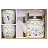Teáskanna Porcelán teáskanna fémszűrővel 2 pohárral Birds Melody