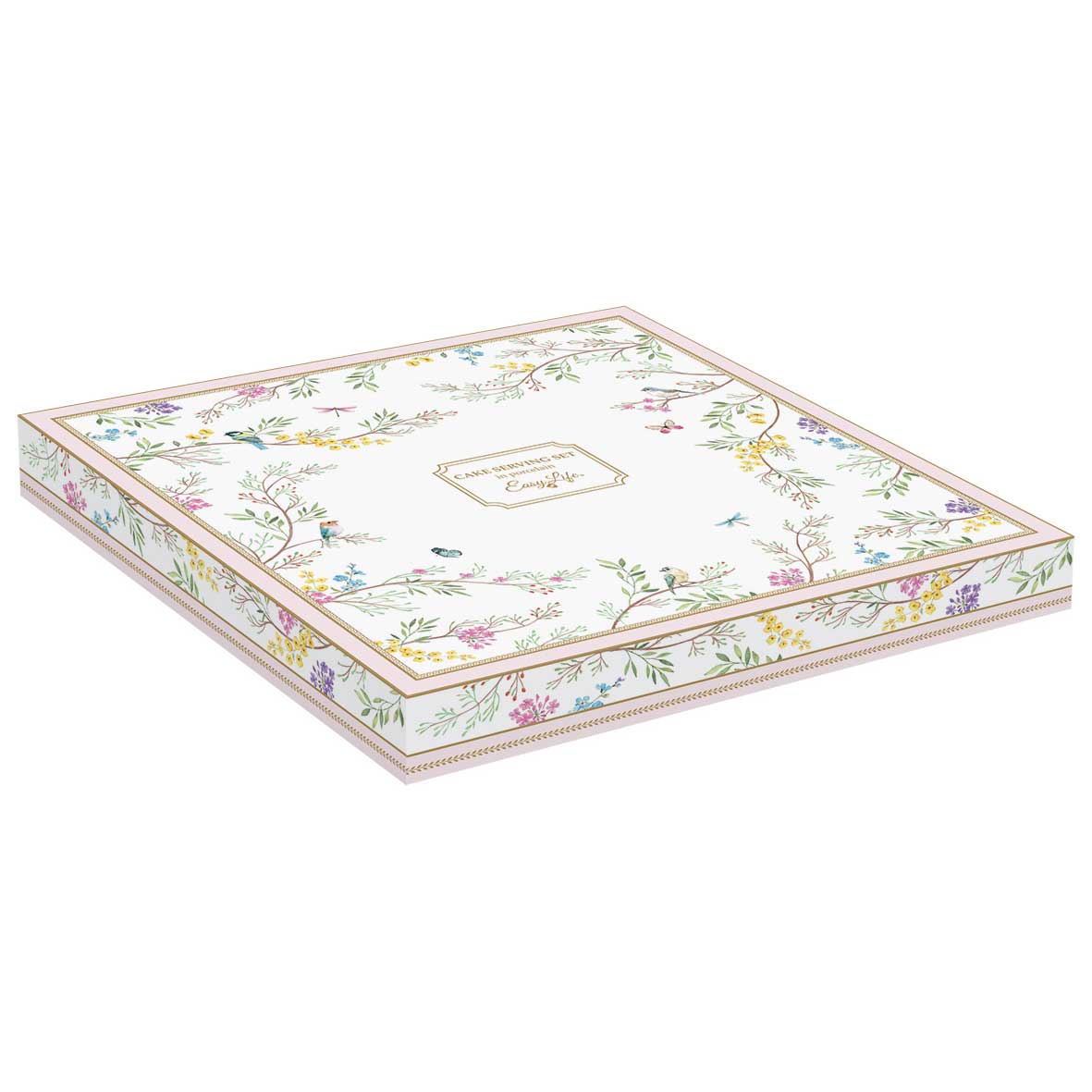 Tortatál Porcelán tortatál lapáttal 32 cm Birds Melody