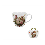 Bögre Pünkösdi rózsa mintás porcelán bögre díszcsomagolásban