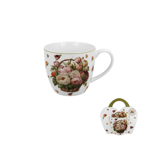 Bögre Pünkösdi rózsa mintás porcelán bögre díszcsomagolásban