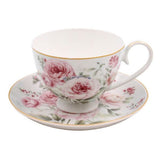 Bögre, csésze Rêve de Rose Rózsás porcelán csésze aljjal 250 ml - díszdobozos