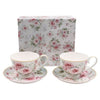 Bögre, csésze Rêve de Rose Rózsás porcelán csésze aljjal 250 ml két személyes