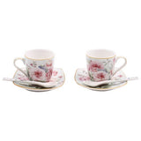 Bögre, csésze Rêve de Rose Rózsás porcelán kávés csésze aljjal díszdobozos