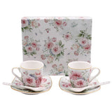 Bögre, csésze Rêve de Rose Rózsás porcelán kávés csésze aljjal díszdobozos