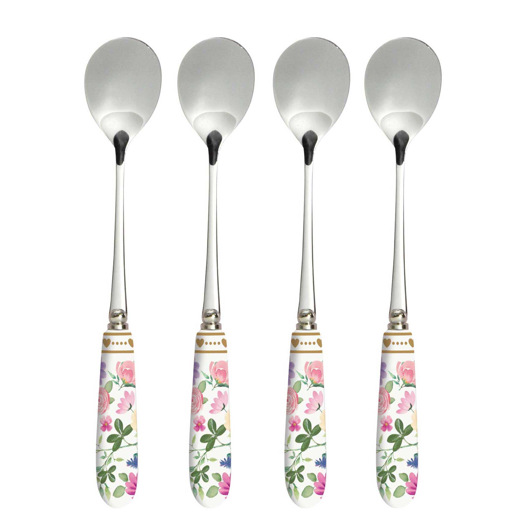 Rozsdamentes acél teáskanál szett 4 db-os porcelán nyéllel Easy Life Mon Amour