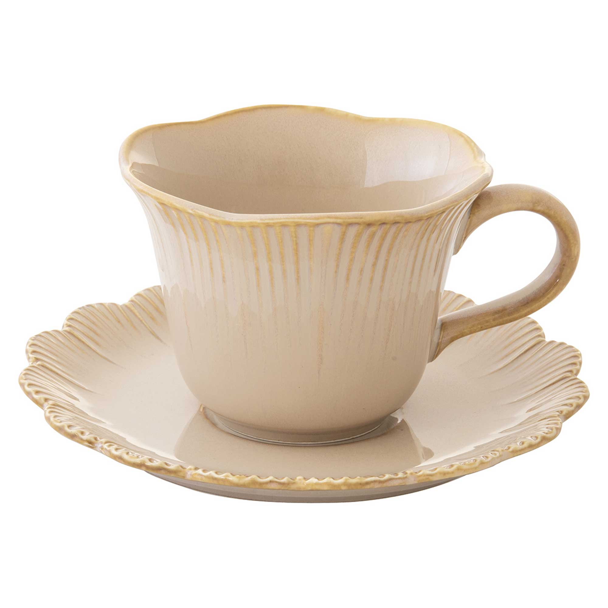 Bögre Rusztikus porcelán teáscsésze aljjal 250 ml Fleuri Terracotta
