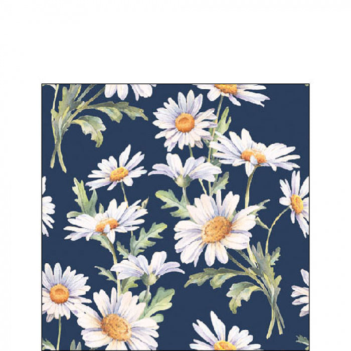 Százszorszép virágos háromrétegű papírszalvéta 25x25 cm 20 db Beautiful daisies blue