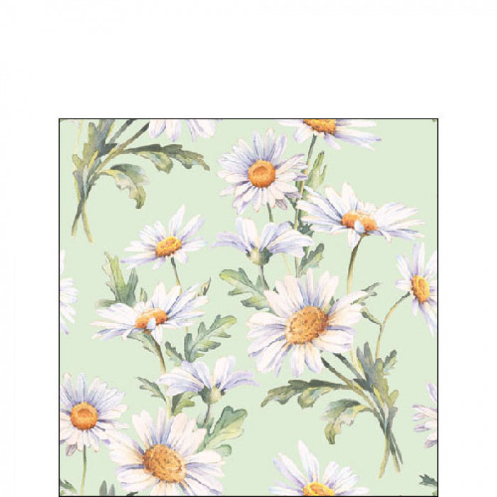 Százszorszép virágos háromrétegű papírszalvéta 25x25 cm 20 db Beautiful daisies green