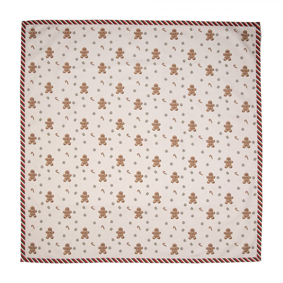 Karácsonyi pamut asztalterítő 100x100 cm Classic Gingerbread Magic