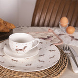 Tányér, étkészlet Tacskó mintás porcelán lapostányér