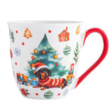 Karácsonyi porcelán bögre nagyméretű - 630 ml tacskós