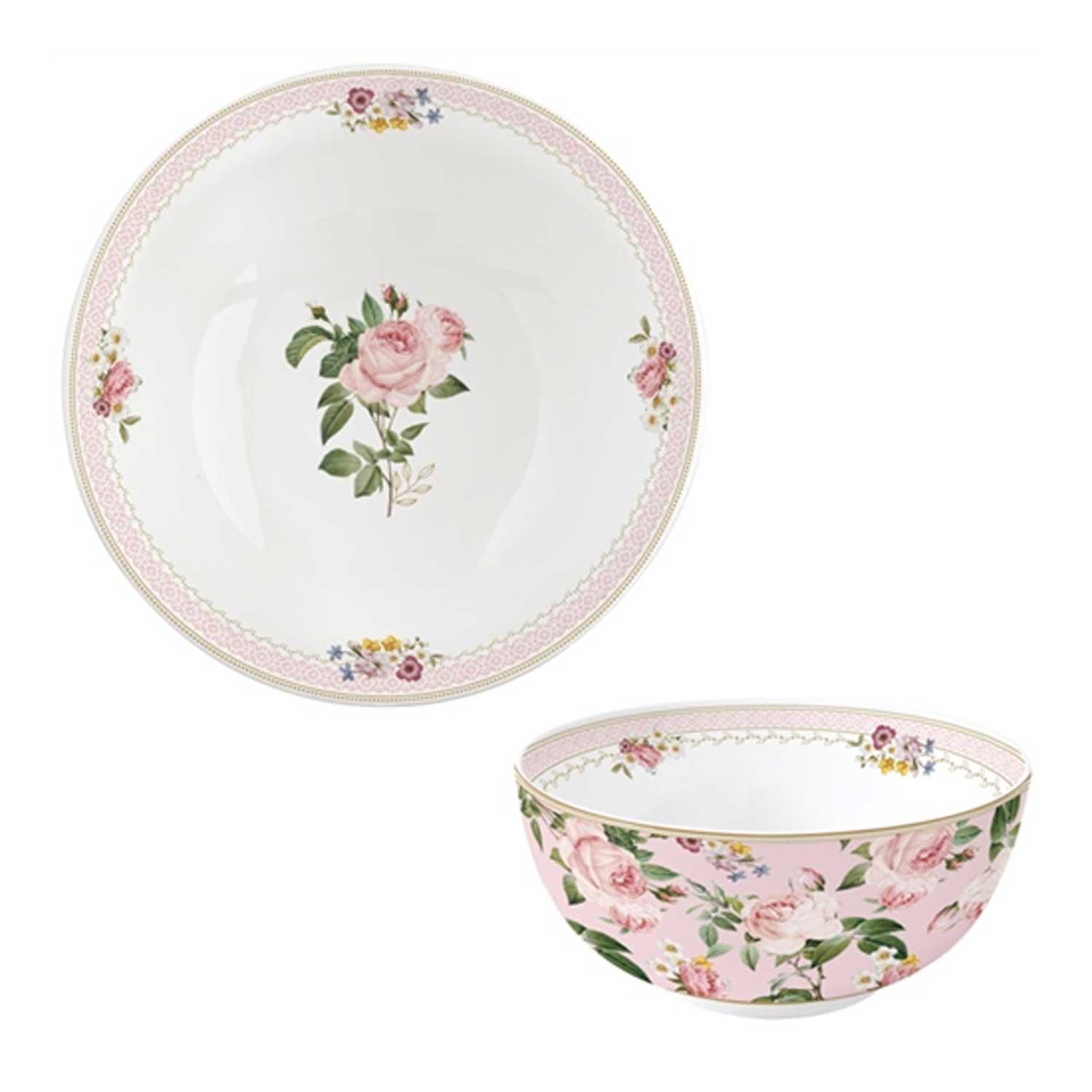 Porcelán tálka 15 cm – Rózsa mintás Chant des Roses
