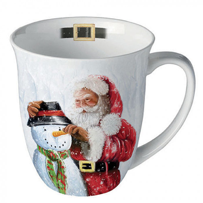 Bögre, csésze Télapó hóemberrel porcelán karácsonyi bögre