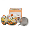 Tulipános porcelán öblös bögre fémszűrővel – 430 ml