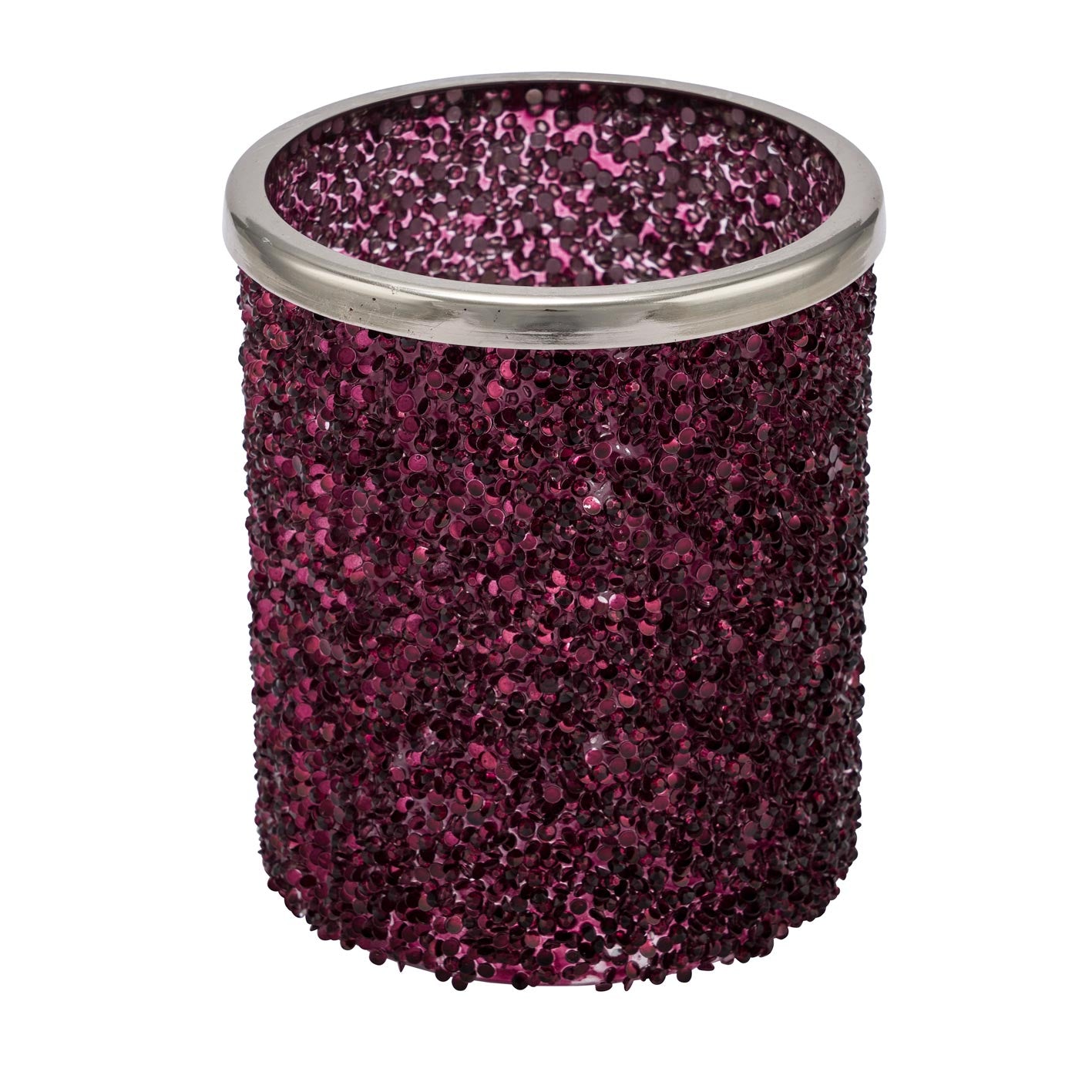 mécsestartó Üveg mécsestartó gyertyatartó lila glitteres 10,5x12 cm