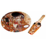 Tortatál Üveg tortatál lapáttal 28cm, 6 desszertes tányérral Klimt The Kiss
