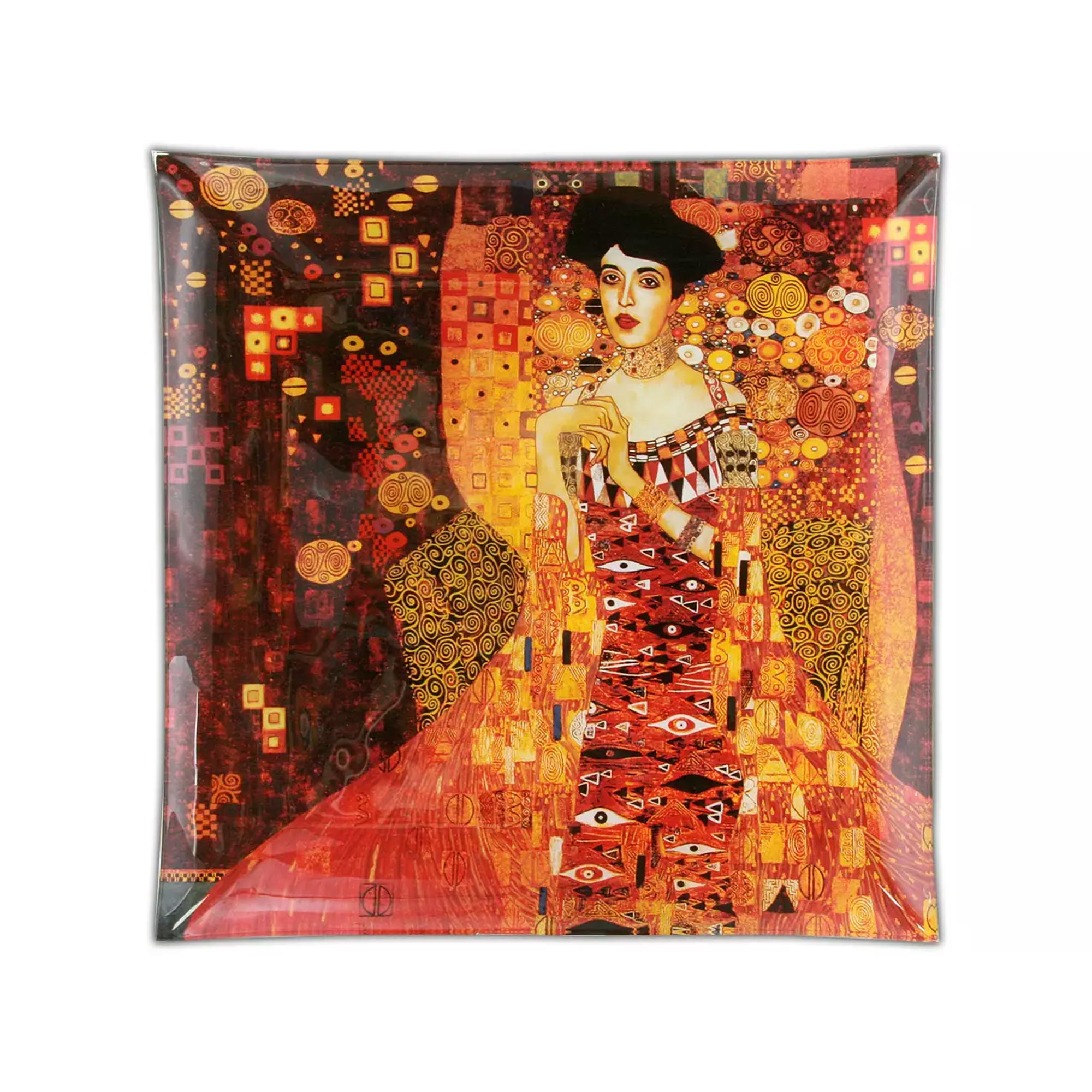 Tányér, étkészlet Üvegtányér Klimt Adele Bloch 25x25 cm