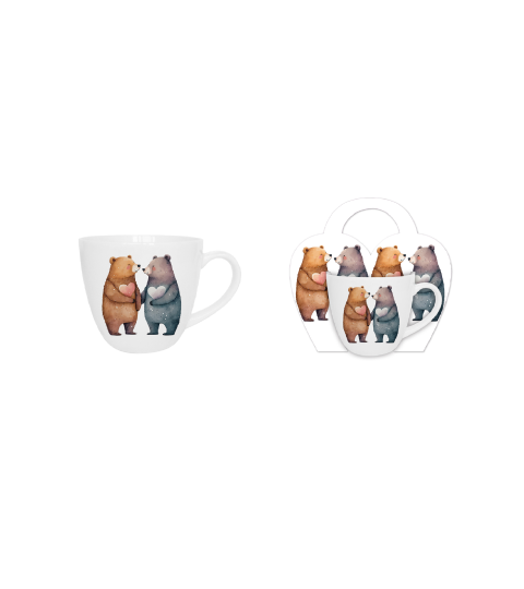 Bögre, csésze Valentin napi porcelán bögre maci pár 460 ml