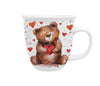 Bögre, csésze Valentin napi porcelán bögre maci piros szívvel ablakos díszdobozban 650 ml