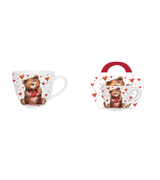 Bögre, csésze Valentin napi porcelán bögre maci szívekkel