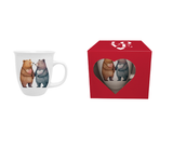 Bögre, csésze Valentin napi porcelán bögre szerelmes maci pár szívvel ablakos díszdobozban 650 ml
