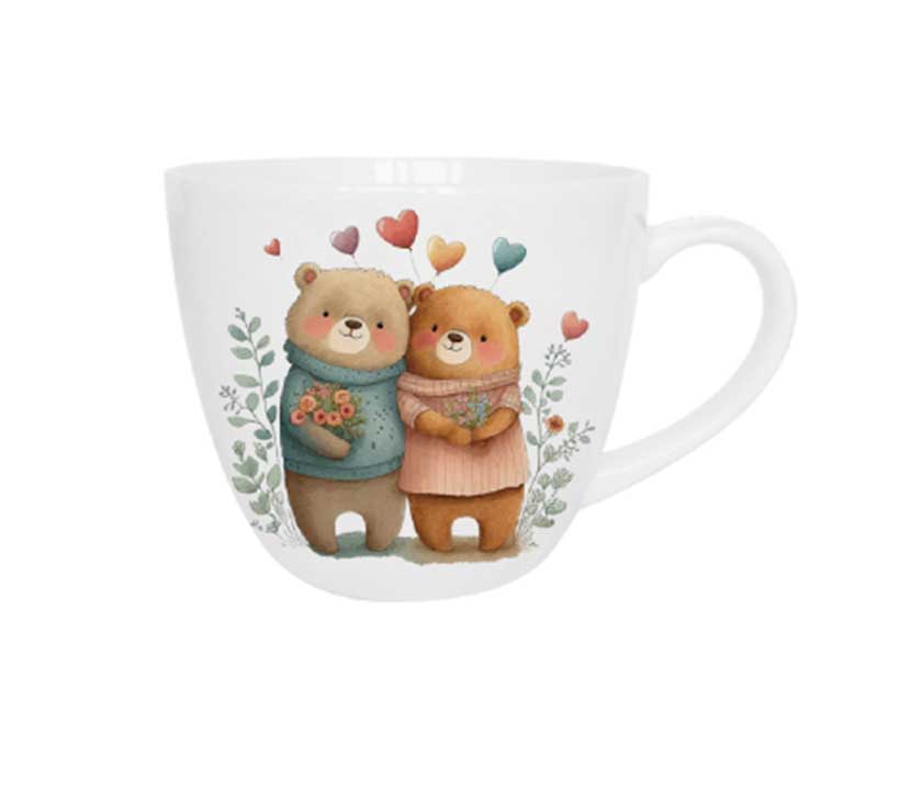 Bögre, csésze Valentin napi porcelán bögre szerelmes macik 460 ml