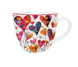 Bögre, csésze Valentin napi porcelán bögre színes szívek