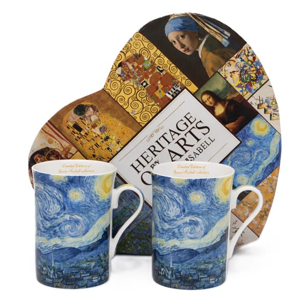 Van Gogh Csillagos éj porcelán bögre szett 300 ml - szív díszdobozos