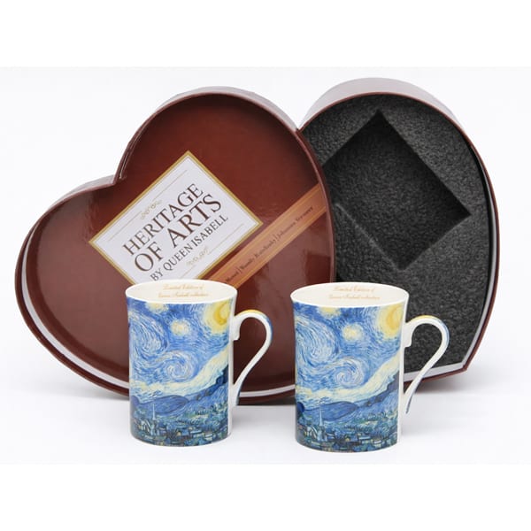 Van Gogh Csillagos éj porcelán bögre szett 300 ml - szív díszdobozos