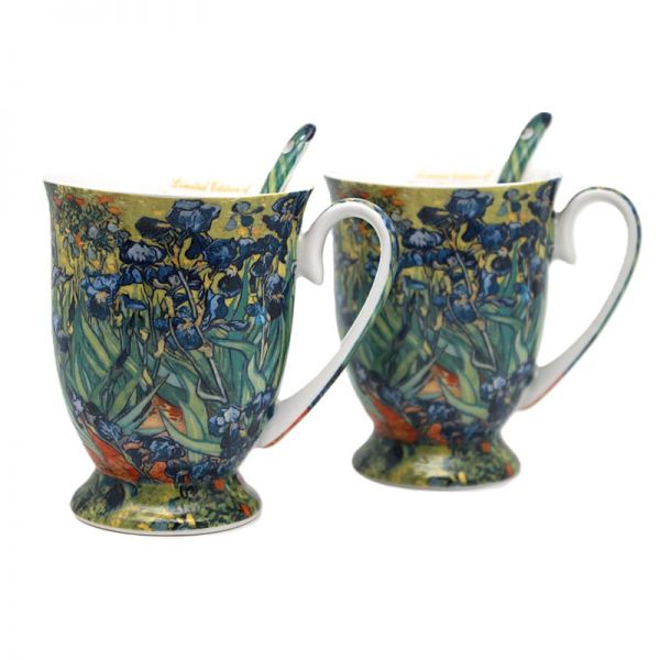 Van Gogh Íriszek porcelán bögre szett kanállal 300 ml - díszdobozos