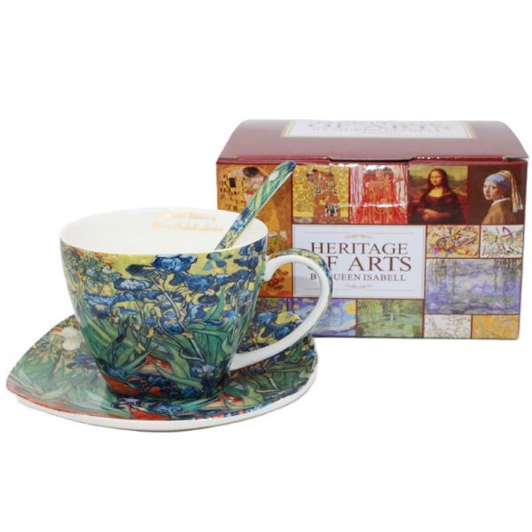 Van Gogh Íriszek porcelán csésze aljjal, kanállal - 250 ml - díszdobozos