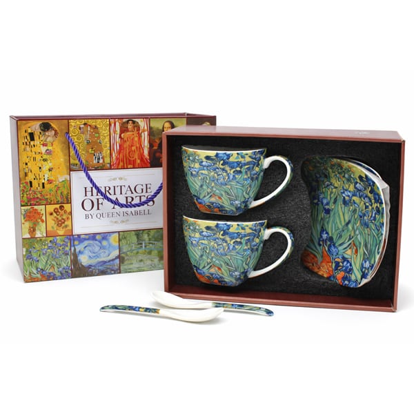 Van Gogh Íriszek porcelán csésze aljjal, kanállal szett - 250 ml - díszdobozban