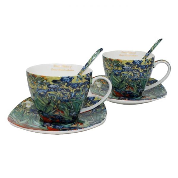 Van Gogh Íriszek porcelán csésze aljjal, kanállal szett - 250 ml - díszdobozos