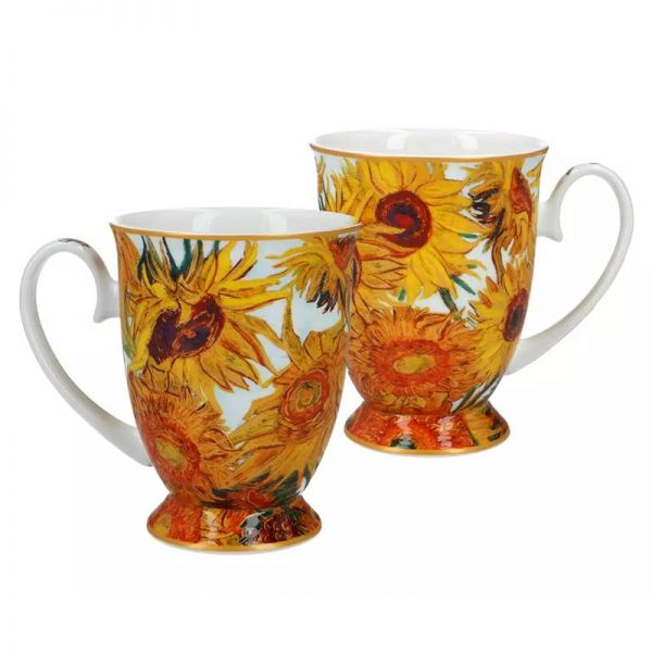 Bögre, csésze Van Gogh Napraforgók porcelán bögre szett szív alakú díszdobozban - CARMANI