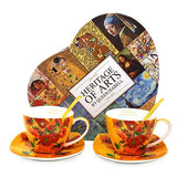 Van Gogh Napraforgók porcelán csésze aljjal kanállal szett 250 ml - szív díszdobozos